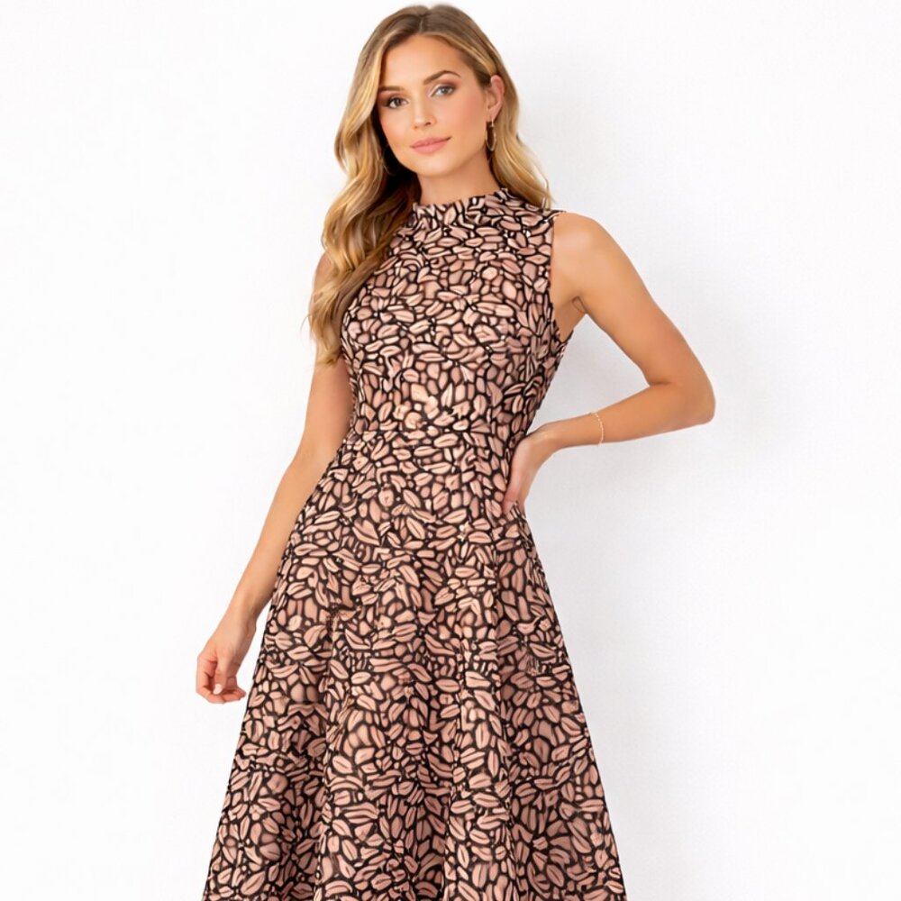 Missguided Mock-neck Sleeveless Lace Illusion Dress